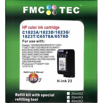 Mini Kit de Recarga FMC TEC, clónico Inktec, para HP 41 Hp 78 Hp 23 Hp 17 color 20ml x 3. Mini Kit de Recarga FMC TEC, clónico Inktec, para HP 41 Hp 78 Hp 23 Hp 17 color 20ml x 3.