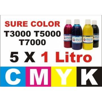 pack 5 botellas 1 litro tinta pigmentada para Sure color T3000 T5000 T5200 T7000 pack 5 botellas 1 litro tinta pigmentada para Sure color T3000 T5000 T5200 T7000