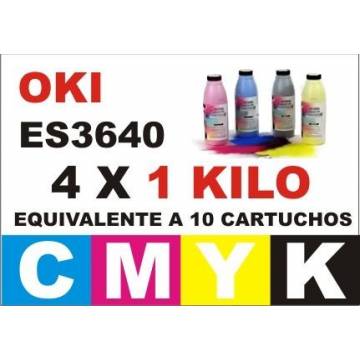 Maxi Kit para Oki ES3640 ES3640E recargas toner CMYK 4 Kgr. Maxi Kit para Oki ES3640 ES3640E recargas toner CMYK 4 Kgr.