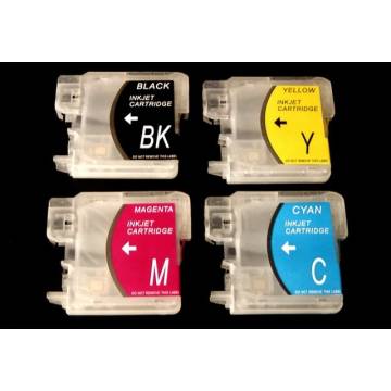 Para Brother lc980 lc985 lc1100 4 cartuchos transparentes recargables Para Brother lc980 lc985 lc1100 4 cartuchos transparentes recargables