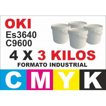 Para Oki tóner c9600 c9800 es3640 pack 4 x 3 kg. cmyk industrial Para Oki tóner c9600 c9800 es3640 pack 4 x 3 kg. cmyk industrial