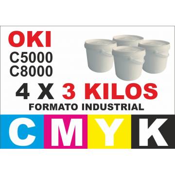 Oki tóner series c5000 c8000 c700 c800 4 x 3 kg cmyk formato industrial Oki tóner series c5000 c8000 c700 c800 4 x 3 kg cmyk formato industrial