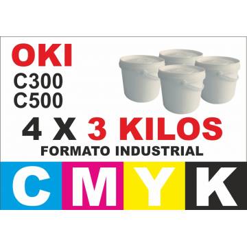 Oki toner color series C300 C500 4 x 3 kg CMYK formato industrial Oki toner color series C300 C500 4 x 3 kg CMYK formato industrial