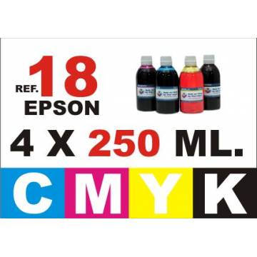 Para cartuchos Epson 18 18 xl pack 4 botellas 250 ml. cmyk Para cartuchos Epson 18 18 xl pack 4 botellas 250 ml. cmyk