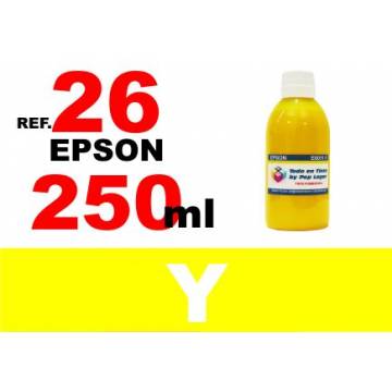 Para cartuchos Epson 26 xl botella 250 ml. tinta compatible amarilla Para cartuchos Epson 26 xl botella 250 ml. tinta compatible amarilla