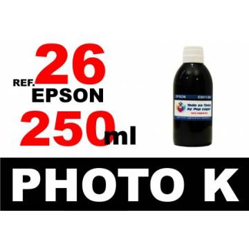 Para cartuchos Epson 26 xl botella 250 ml. tinta compatible negra photo Para cartuchos Epson 26 xl botella 250 ml. tinta compatible negra photo