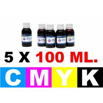 Pack 5 botellas de 100 ml. tinta para cartuchos para Hp 364 cmyk Pack 5 botellas de 100 ml. tinta para cartuchos para Hp 364 cmyk