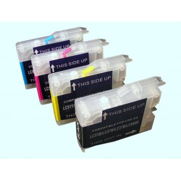 Para Brother lc1000 lc970 lc 51 4 cartuchos transparentes recargables Para Brother lc1000 lc970 lc 51 4 cartuchos transparentes recargables
