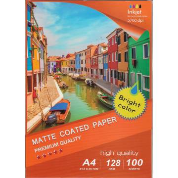 297X210MM A4 Matte Coated Inkjet Paper , 128g/m2 A4 100 hojas 297X210MM A4 Matte Coated Inkjet Paper , 128g/m2 A4 100 hojas