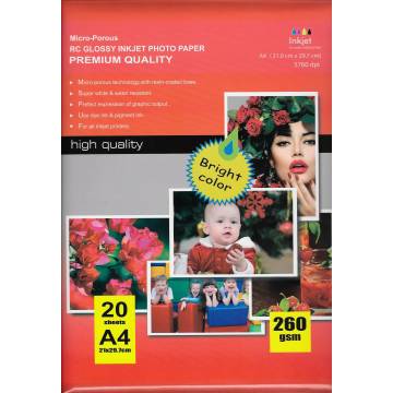 297x210mm a4 rc glossy inkjet photo paper 260g 20 hojas 297x210mm a4 rc glossy inkjet photo paper 260g 20 hojas