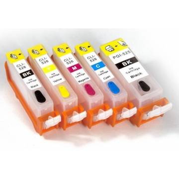 Para Canon pgi 525bk cli 526 5 cartuchos recargables bkpg bkcmy Para Canon pgi 525bk cli 526 5 cartuchos recargables bkpg bkcmy